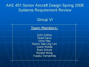 AAE 451 Senior Aircraft Design Spring 2006 Systems