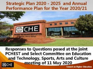 Strategic Plan 2020 2025 and Annual Performance Plan