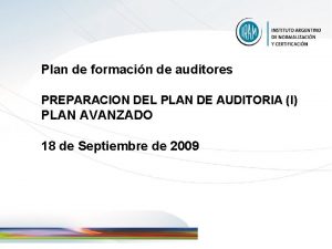 Plan de formacin de auditores PREPARACION DEL PLAN