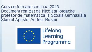 Curs de formare continua 2013 Document realizat de