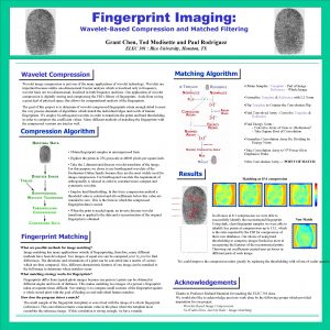 Fingerprint Imaging WaveletBased Compression and Matched Filtering Grant
