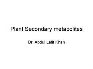 Plant Secondary metabolites Dr Abdul Latif Khan metabolites