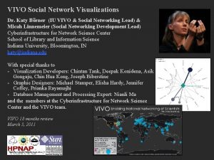 VIVO Social Network Visualizations Dr Katy Brner IU