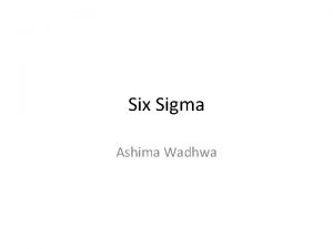Six Sigma Ashima Wadhwa Six Sigma Popularized by