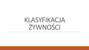 KLASYFIKACJA YWNOCI PODZIA YWNOCI NA PODSTAWIE SKADU CHEMICZNEGO