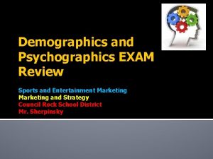 Demographics and Psychographics EXAM Review Sports and Entertainment