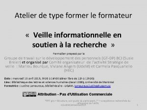 Atelier de type former le formateur Veille informationnelle