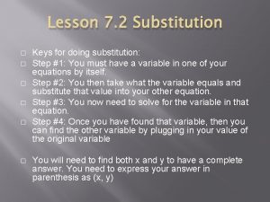 Lesson 7 2 Substitution Keys for doing substitution