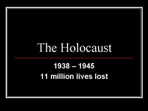 The Holocaust 1938 1945 11 million lives lost