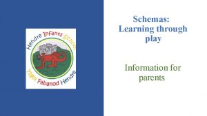 Schemas Learning through play Information for parents Schemas