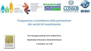 Prof Giuseppe Lombardo e Prof Andrea Pericu Dipartimento