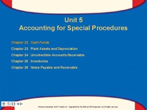 Unit 5 Accounting for Special Procedures Chapter 22