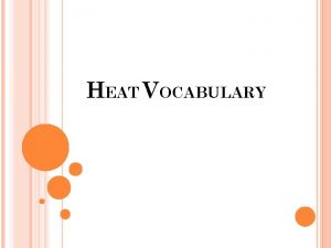 HEAT VOCABULARY Rub your hands together quickly What