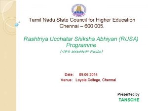 Tamil Nadu State Council for Higher Education Chennai