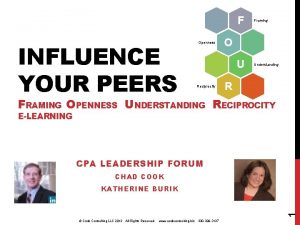 INFLUENCE YOUR PEERS Openness Reciprocity F Framing U