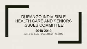 DURANGO INDIVISIBLE HEALTH CARE AND SENIORS ISSUES COMMITTEE