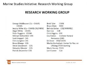 Marine Studies Initiative Research Working Group Marine Studies