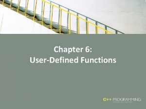 Chapter 6 UserDefined Functions Objectives In this chapter