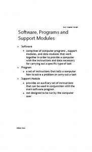 Basic Computer Concepts Software Programs and Support Modules