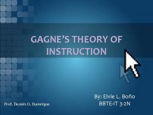 GAGNES THEORY OF INSTRUCTION Prof Dennis O Dumrique