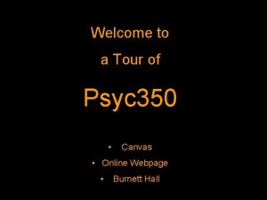Welcome to a Tour of Psyc 350 Canvas