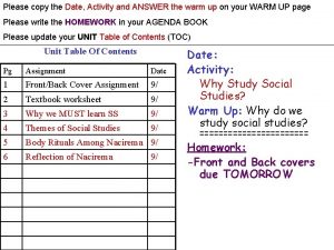 Please copy the Date Activity and ANSWER the