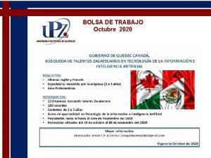 BOLSA DE TRABAJO Octubre 2020 BOLSA DE TRABAJO