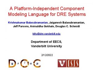 A PlatformIndependent Component Modeling Language for DRE Systems