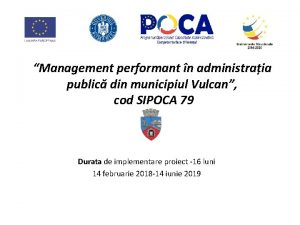 Management performant n administraia public din municipiul Vulcan