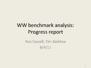 WW benchmark analysis Progress report Ron Cassell Tim