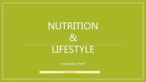 NUTRITION LIFESTYLE manuela viteri START Table of Contents