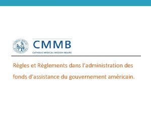 Rgles et Rglements dans ladministration des fonds dassistance