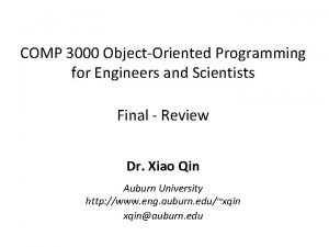 COMP 3000 ObjectOriented Programming for Engineers and Scientists