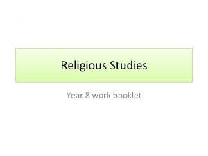 Religious Studies Year 8 work booklet Belonging People