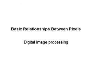 Basic Relationships Between Pixels Digital image processing Points