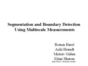 Segmentation and Boundary Detection Using Multiscale Measurements Ronen