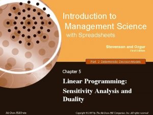 Introduction to Management Science with Spreadsheets Stevenson and