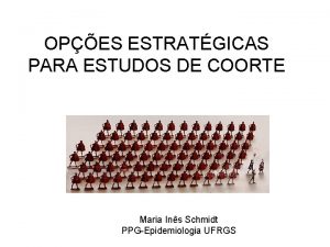 OPES ESTRATGICAS PARA ESTUDOS DE COORTE Maria Ins