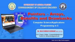 Pointers Arrays Benefits and Drawbacks Computer ScienceApplications Programming
