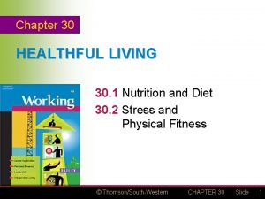 Chapter 30 HEALTHFUL LIVING 30 1 Nutrition and