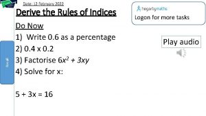 Date 12 February 2022 Recall Derive the Rules