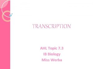 TRANSCRIPTION AHL Topic 7 3 IB Biology Miss