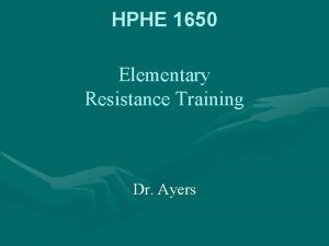 HPHE 1650 Elementary Resistance Training Dr Ayers Review