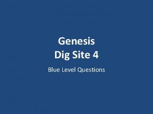 Genesis Dig Site 4 Blue Level Questions What