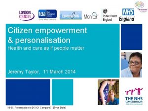 Citizen empowerment personalisation Health and care as if
