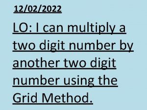 12022022 LO I can multiply a two digit