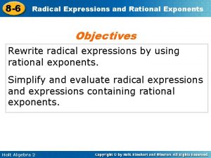 8 6 Radical Expressions and Rational Exponents Objectives