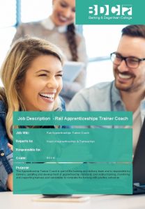 Job Description Rail Apprenticeships Trainer Coach Job title