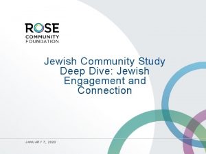 Jewish Community Study Deep Dive Jewish Engagement and