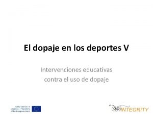 El dopaje en los deportes V Intervenciones educativas